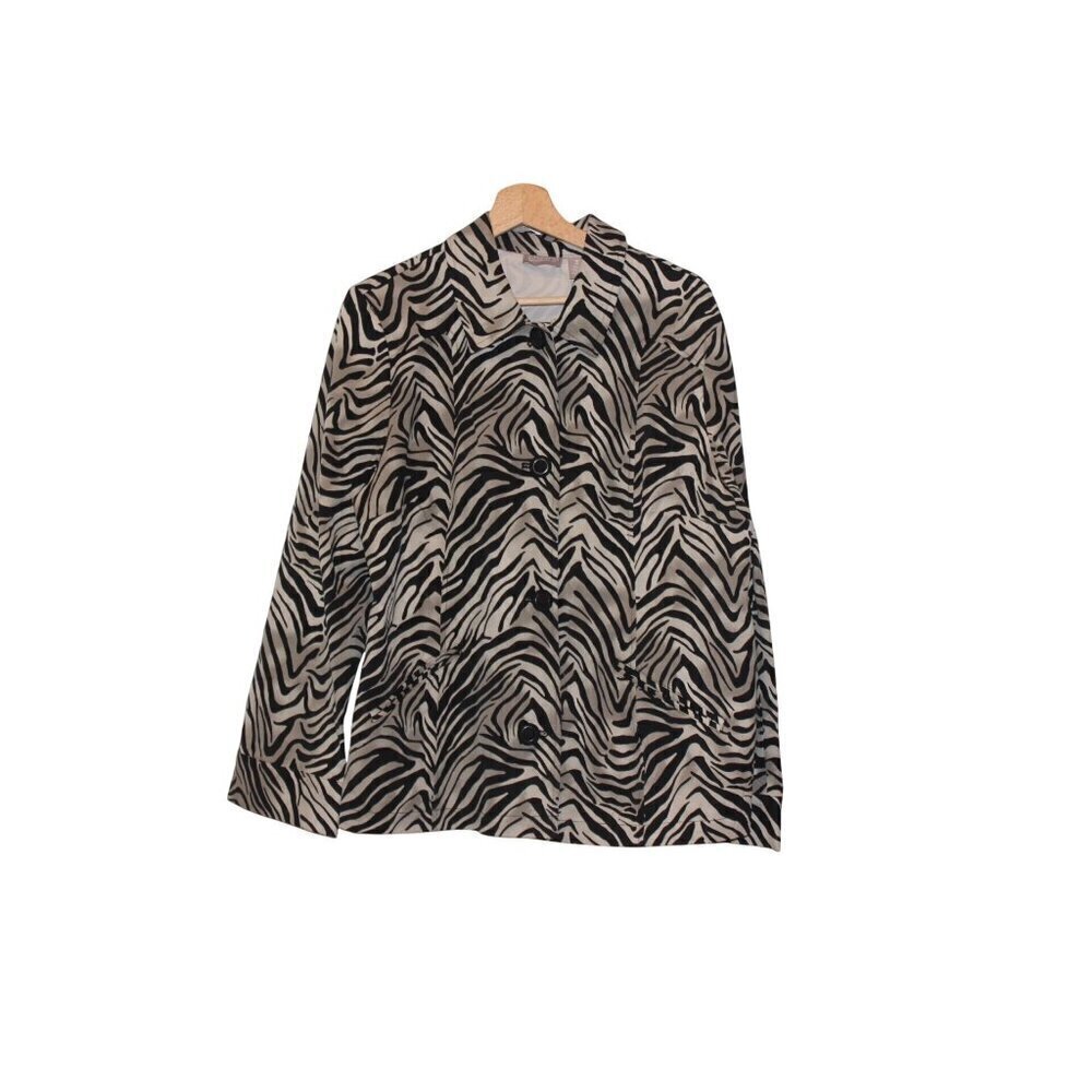 Chicos Zebra Print Button-Up Jacket Size 3x  Womens Animal Print Blazer